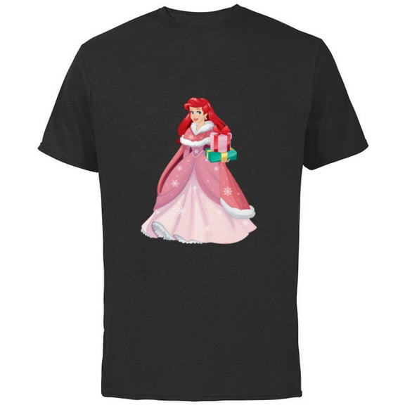 Disney Princess The Little Mermaid Ariel Christmas Gown - Short Sleeve Cotton T-Shirt for Adults - Customized-Black
