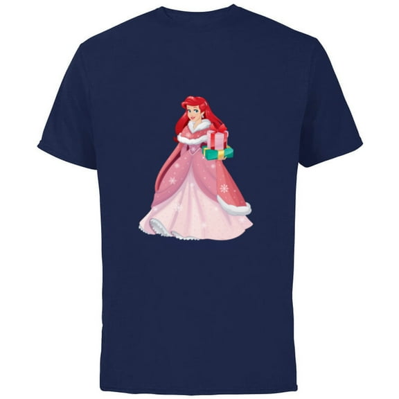 Disney Princess The Little Mermaid Ariel Christmas Gown - Short Sleeve Cotton T-Shirt for Adults - Customized-Navy