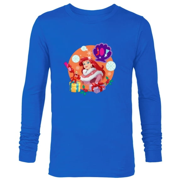 Disney Princess The Little Mermaid Ariel Christmas Joy - Long Sleeve T-Shirt for Men - Customized-Navy