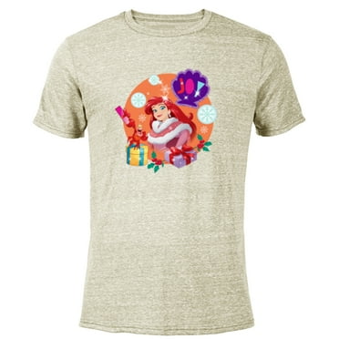 Disney Princess The Little Mermaid Ariel Christmas Joy - Short Sleeve Blended T-Shirt for Adults - Customized-Yellow