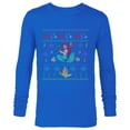 thumbnail image 1 of Disney Princess The Little Mermaid Ariel Christmas Sweater - Long Sleeve T-Shirt for Men - Customized-Navy, 1 of 5