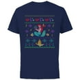 thumbnail image 1 of Disney Princess The Little Mermaid Ariel Christmas Sweater - Short Sleeve Cotton T-Shirt for Adults - Customized-Navy, 1 of 5