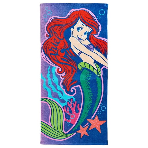 Disney Princess The Little Mermaid Ariel Cotton Beach Towel, 28x58 Princess