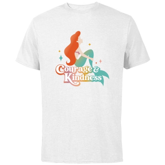 Disney Princess The Little Mermaid Ariel Courage & Kindness - Short Sleeve Cotton T-Shirt for Adults - Customized-White