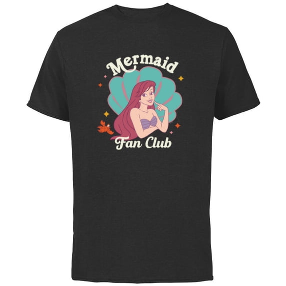 Disney Princess The Little Mermaid Ariel Mermaid Fan Club - Short Sleeve Cotton T-Shirt for Adults - Customized-Black