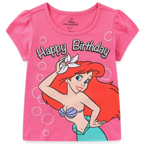 Disney Princess The Little Mermaid Birthday Short Sleeve T-Shirt (Girls), Sizes 2T-6X