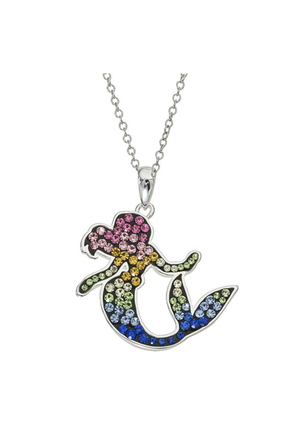 Princess The Little Mermaid Silver Plated Crystal Necklace, 18"