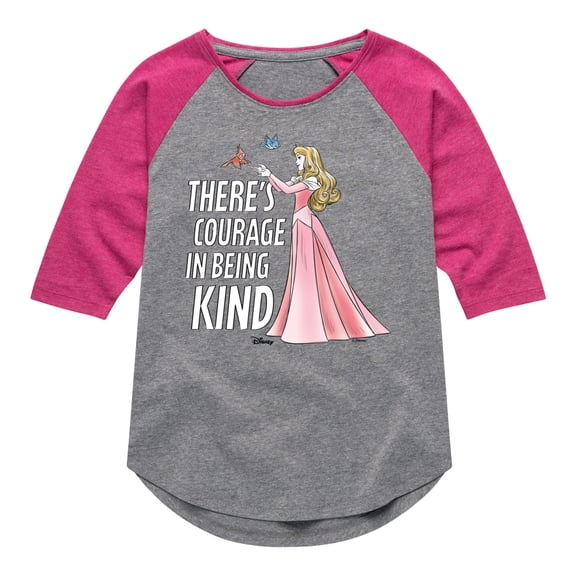 Disney Princess - There's Courage In Being Kind - Toddler & Youth Girls Raglan Graphic T-Shirt