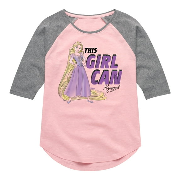 Disney Princess - This Girl Can Rapunzel - Toddler & Youth Girls Raglan Graphic T-Shirt