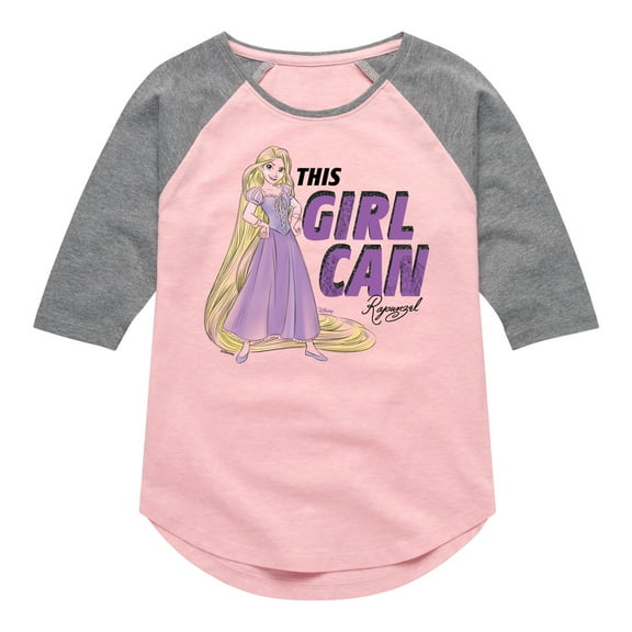 Disney Princess - This Girl Can Rapunzel - Toddler & Youth Girls Raglan Graphic T-Shirt
