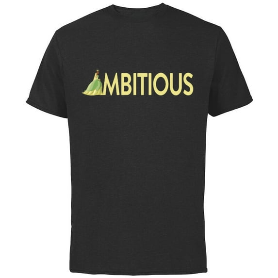 Disney Princess Tiana Ambitious - Short Sleeve Cotton T-Shirt for Adults - Customized-Black
