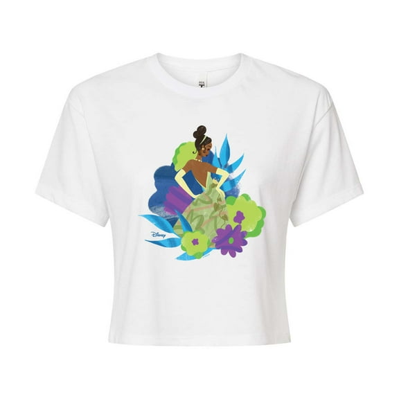 Disney Princess - Tiana And Florals - Junior's Cropped T-Shirt