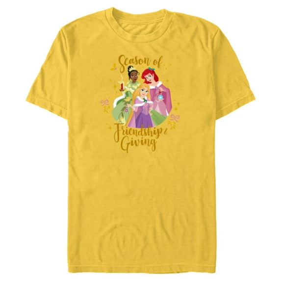 Disney Princess Tiana Ariel Rapunzel Friendship and Giving - Short Sleeve Blended T-Shirt for Adults - Customized-Yellow