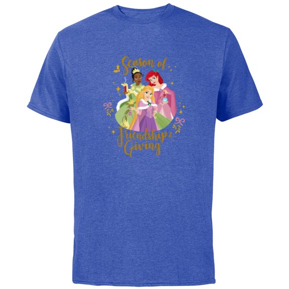 Disney Princess Tiana Ariel Rapunzel Friendship and Giving - Short Sleeve Cotton T-Shirt for Adults - Customized-Royal Heather