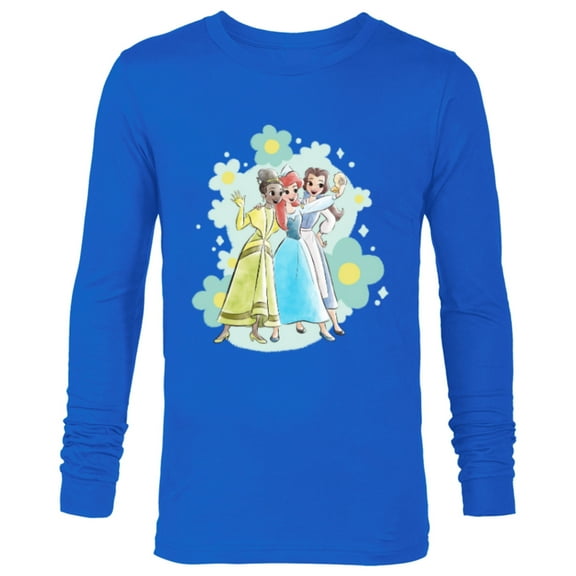 Disney Princess Tiana Ariel and Belle Seashell Selfie - Long Sleeve T-Shirt for Men - Customized-Navy