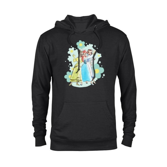 Disney Princess Tiana Ariel and Belle Seashell Selfie - Pullover Hoodie for Adults - Customized-Black