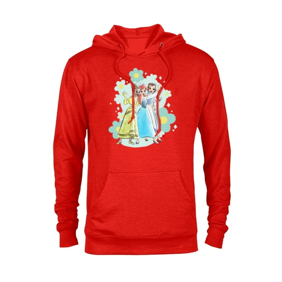 Disney Princess Tiana Ariel and Belle Seashell Selfie - Pullover Hoodie for Adults - Customized-Red