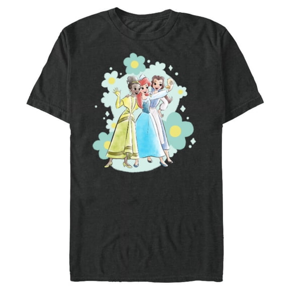 Disney Princess Tiana Ariel and Belle Seashell Selfie - Short Sleeve Blended T-Shirt for Adults - Customized-Dark Heather