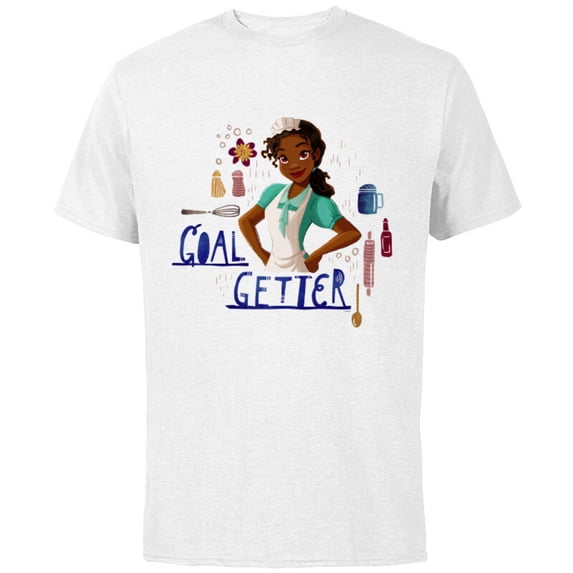 Disney Princess Tiana Beignet Baker Goal Getter - Short Sleeve Cotton T-Shirt for Adults - Customized-White