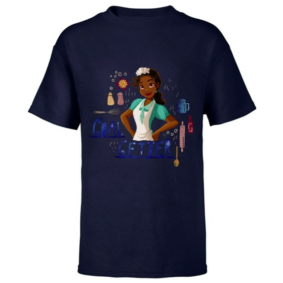 Disney Princess Tiana Beignet Baker Goal Getter - Short Sleeve T-Shirt for Kids - Customized-Navy