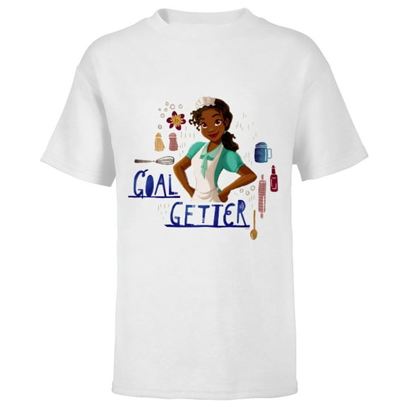 Disney Princess Tiana Beignet Baker Goal Getter - Short Sleeve T-Shirt for Kids - Customized-White