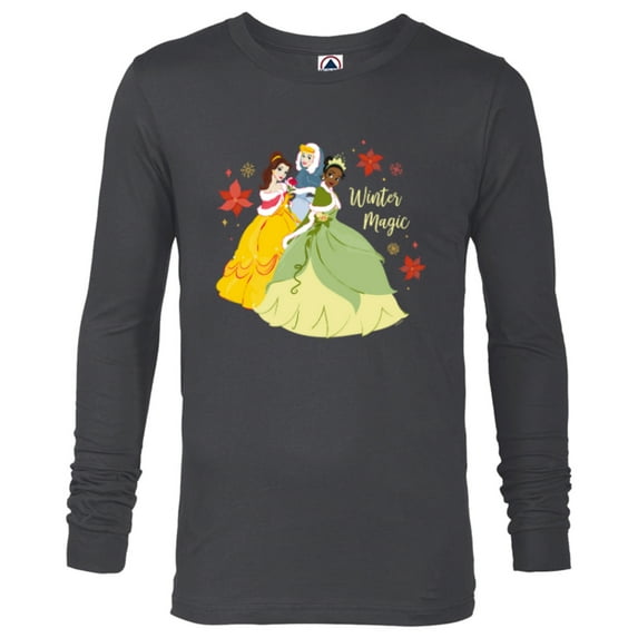 Disney Princess Tiana Belle Cinderella Holiday Winter Magic - Long Sleeve T-Shirt for Men - Customized-Charcoal Heather