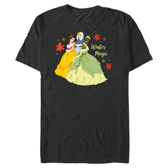 Disney Princess Tiana Belle Cinderella Holiday Winter Magic - Short Sleeve Blended T-Shirt for Adults - Customized-Dark Heather