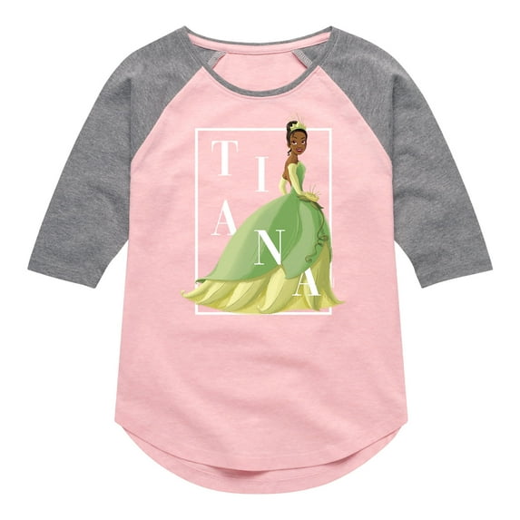 Disney Princess - Tiana Box Outline - Toddler And Youth Girls Raglan Graphic T-Shirt
