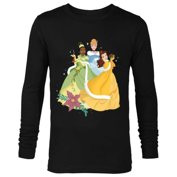 Disney Princess Tiana, Cinderella & Belle Holiday - Long Sleeve T-Shirt for Men - Customized-Black