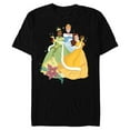 thumbnail image 1 of Disney Princess Tiana, Cinderella & Belle Holiday - Short Sleeve Blended T-Shirt for Adults - Customized-Black, 1 of 5