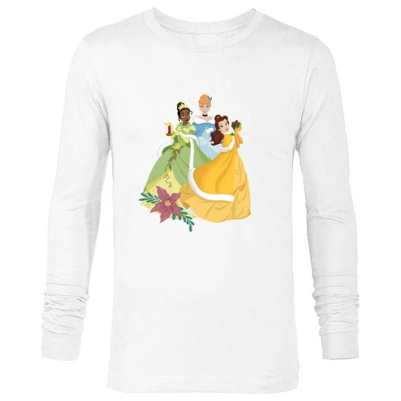 Disney Princess Tiana Cinderella and Belle Christmas Holiday - Long Sleeve T-Shirt for Men - Customized-White