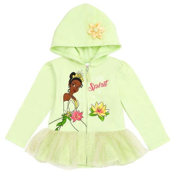 Disney Princess Tiana Fleece Zip Up Hoodie Dress Toddler to Big Kid