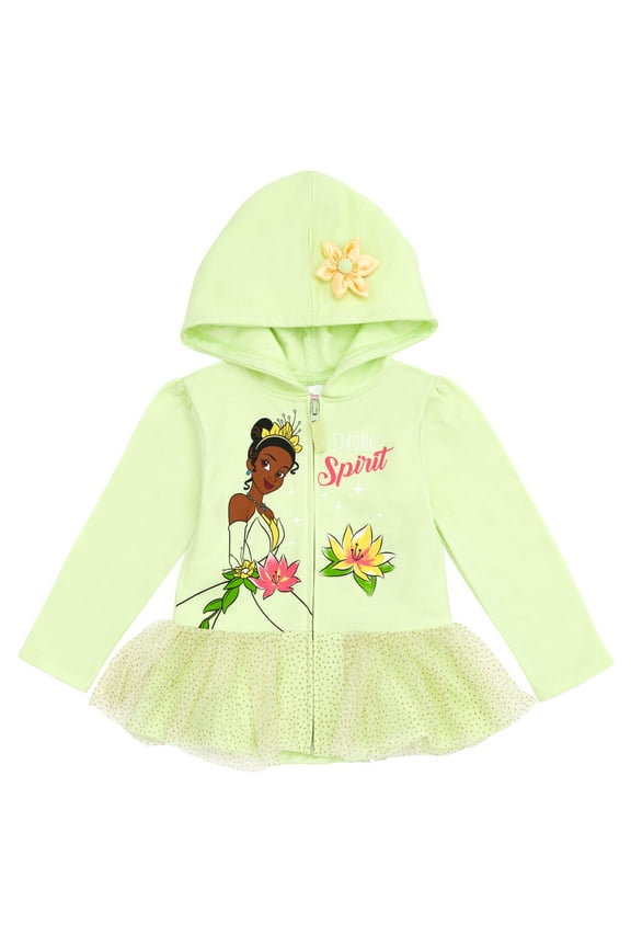 Princess Tiana Fleece Zip Up Hoodie Dress Toddler to Big Kid