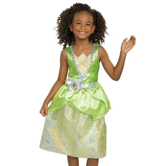 Disney Princess Tiana Green Pretend Play Dress Outfit for Female Child Size 4-6x