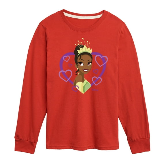 Disney Princess - Tiana Hearts - Valentine's Day - Boys and Girls And Youth Long Sleeve Graphic T-Shirt