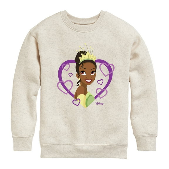 Disney Princess - Tiana Hearts - Boys and Girls Youth Crewneck Fleece Sweatshirt