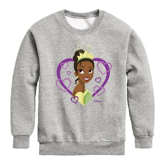 Disney Princess - Tiana Hearts - Boys and Girls Youth Crewneck Fleece Sweatshirt