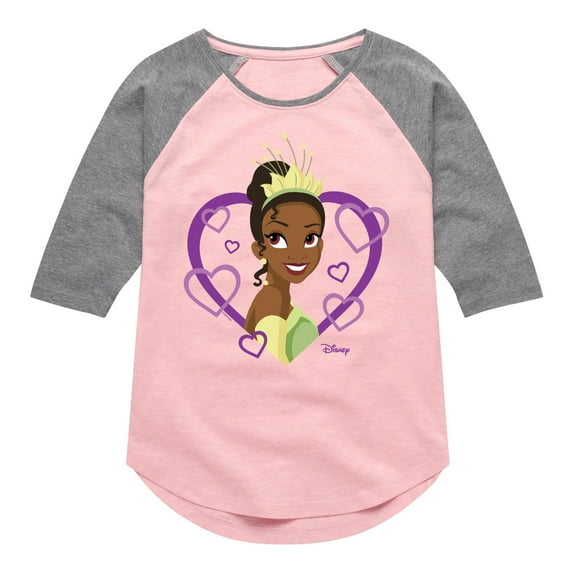 Disney Princess - Tiana Hearts - Valentine's Day - Boys and Girls Youth Girls Raglan Graphic T-Shirt