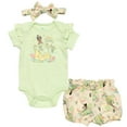 thumbnail image 1 of Disney Princess Tiana Infant Baby Girls Bodysuit Shorts and Headband 3 Piece Outfit Set Green / Khaki 24 Months, 1 of 5