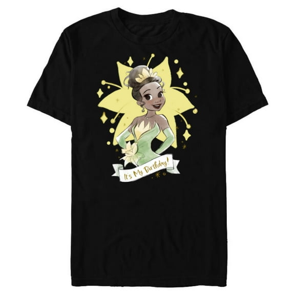 Disney Princess Tiana It’s My Birthday - Short Sleeve Blended T-Shirt for Adults - Customized-Black