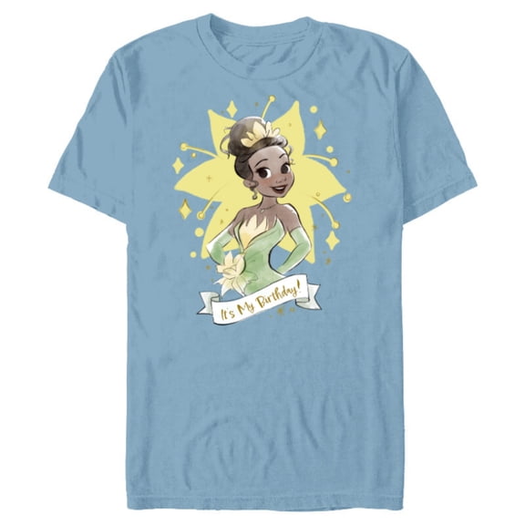 Disney Princess Tiana It’s My Birthday - Short Sleeve Blended T-Shirt for Adults - Customized-Ocean Blue