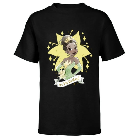Disney Princess Tiana It’s My Birthday - Short Sleeve T-Shirt for Kids - Customized-Black
