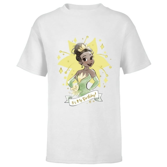 Disney Princess Tiana It’s My Birthday - Short Sleeve T-Shirt for Kids - Customized-White