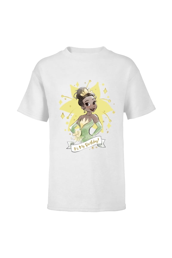 Princess Tiana Itās My Birthday - Short Sleeve T-Shirt for Kids - Customized-White