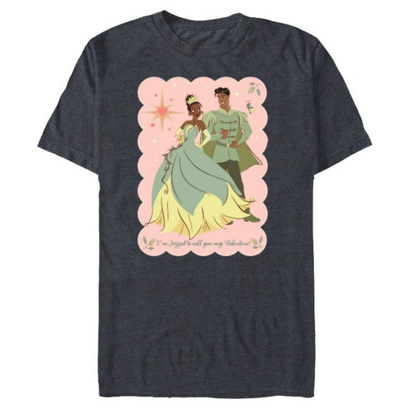 Disney Princess Tiana Naveen Jazzed to Call You My Valentine - Short Sleeve Blended T-Shirt for Adults - Customized-Navy Heather