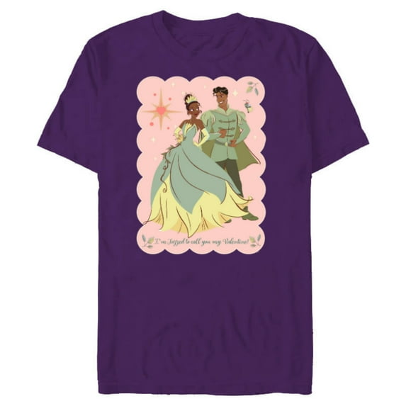 Disney Princess Tiana Naveen Jazzed to Call You My Valentine - Short Sleeve Blended T-Shirt for Adults - Customized-Purple