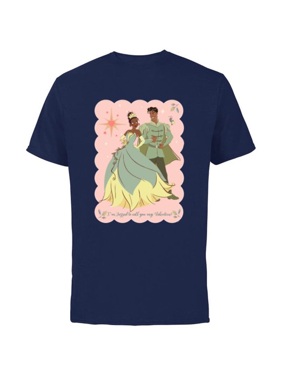 Princess Tiana Naveen Jazzed to Call You My Valentine - Short Sleeve Cotton T-Shirt for Adults - Customized-Navy