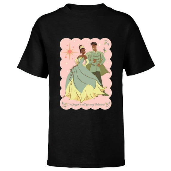 Disney Princess Tiana Naveen Jazzed to Call You My Valentine - Short Sleeve T-Shirt for Kids - Customized-Black