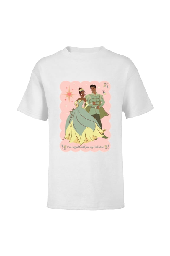 Princess Tiana Naveen Jazzed to Call You My Valentine - Short Sleeve T-Shirt for Kids - Customized-White