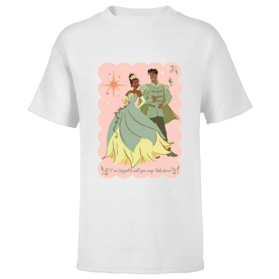 Disney Princess Tiana Naveen Jazzed to Call You My Valentine - Short Sleeve T-Shirt for Kids - Customized-White